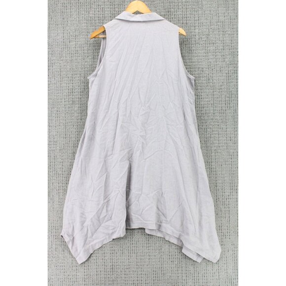 FOR CYNTHIA Dress Womens Large L Light Gray Sleeveless Button Front Linen Blend - Picture 6 of 8